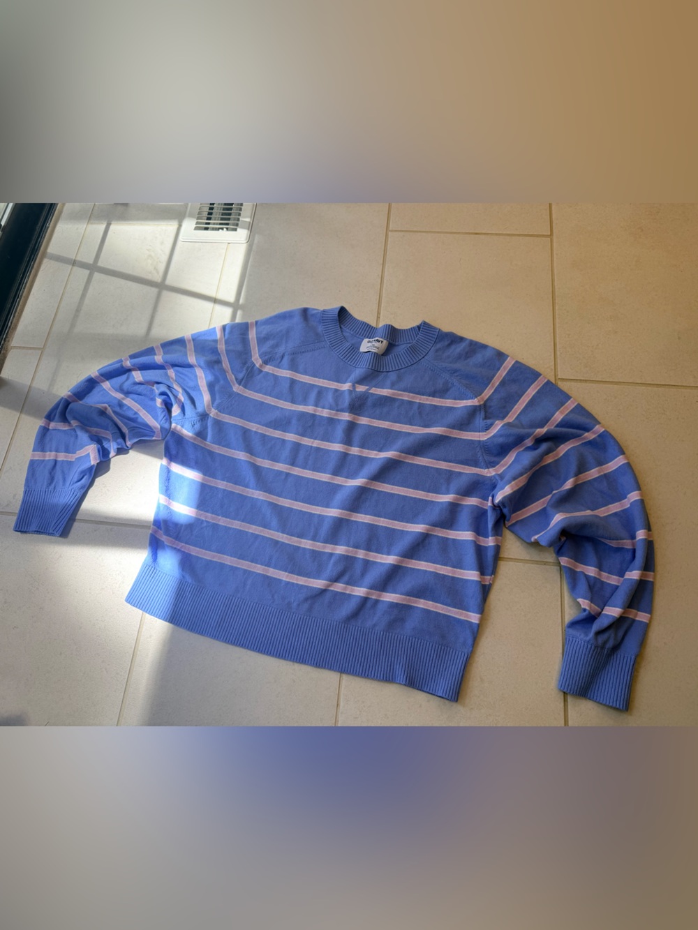 Old Navy So Soft lightweight blue pink striped sweater size Large Tall